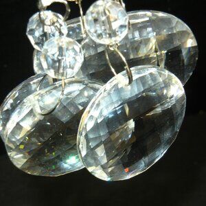FIVE (5) Chandelier Crystal Prisms Christmas ROUND DISC CUT GLASS Ornament